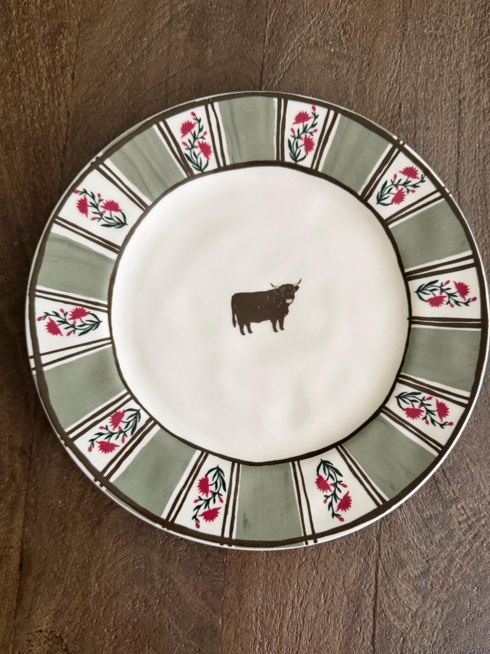 Anthropologie Millie Stoneware Dessert Plate COW π New - Picture 5 of 7
